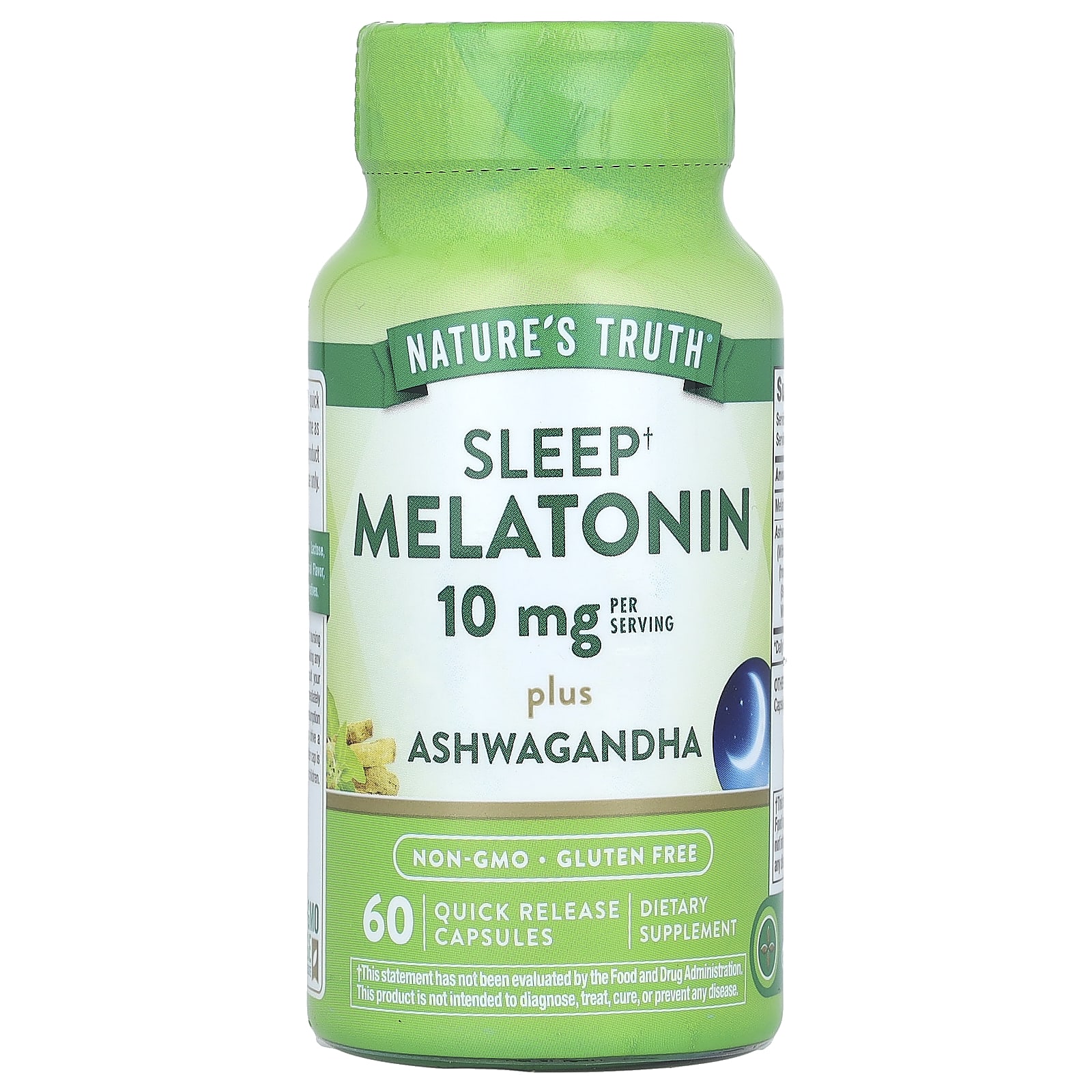 Nature's Truth-Sleep Melatonin Plus Ashwagandha-10 mg-60 Quick Release Capsules (5 mg per Capsule)