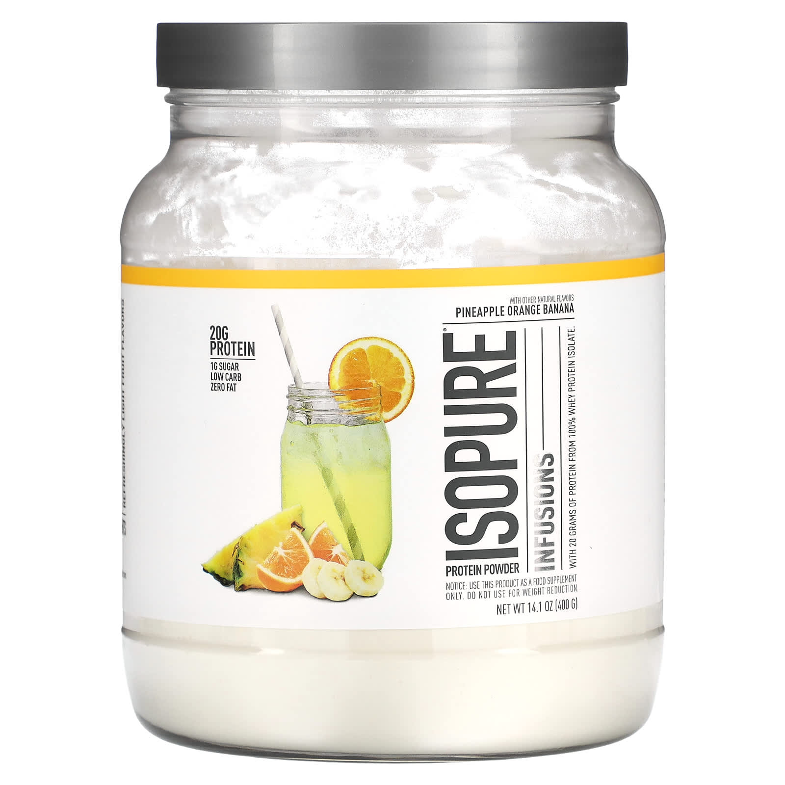 Isopure-Infusions Protein Powder-Pineapple Orange Banana-14.1 oz (400 g)