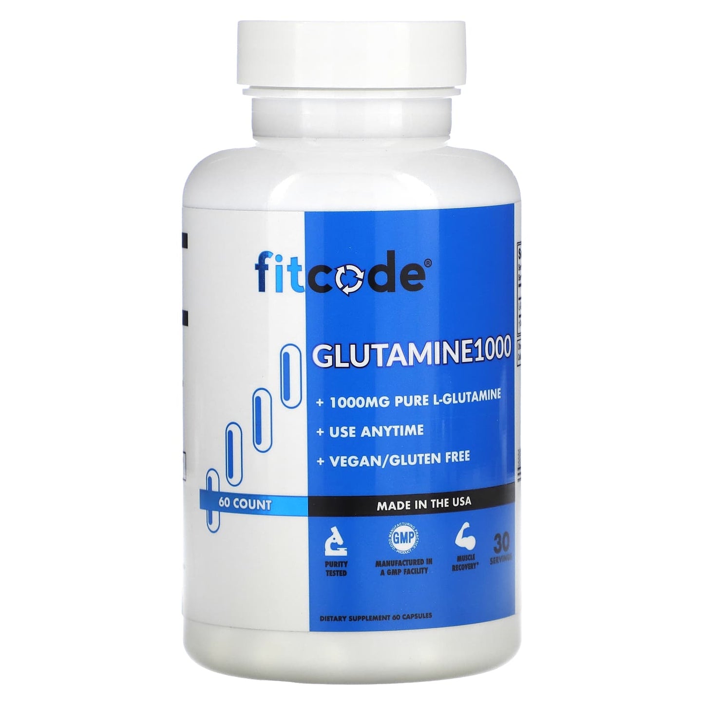 fitcode-Glutamine1000-1,000 mg-60 Capsules (500 mg per Capsule)