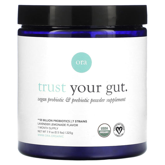 Ora-Trust Your Gut-Vegan Probiotic & Prebiotic Powder-Lavender Lemonade-20 Billion-7.9 oz (225 g)