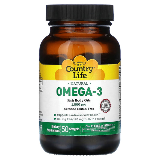 Country Life-Natural Omega-3-1,000 mg-50 Softgels