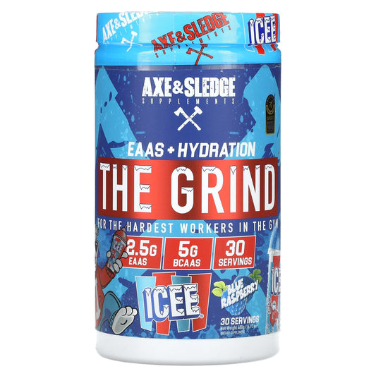 Axe & Sledge Supplements-The Grind-EAAs + Hydration-Icee Blue Raspberry-16.93 oz (480 g)