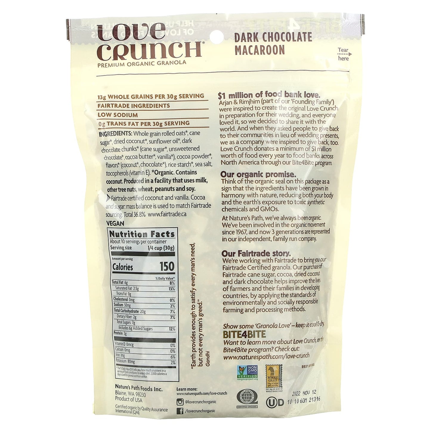 Nature's Path, Love Crunch, Premium Organic Granola, Dark Chocolate Macaroon, 11.5 oz (325 g)