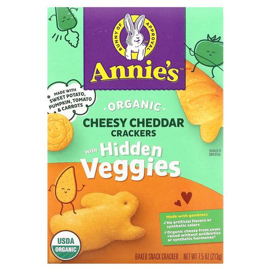 Annie's Homegrown-Organic Cheesy Cheddar Crackers with Hidden Veggies-7.5 oz (213 g)