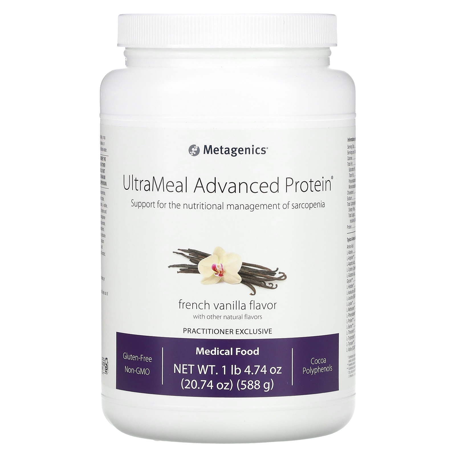 Metagenics-UltraMeal Advanced Protein-Medical Food-French Vanilla-1 lb 4.74 oz (588 g)