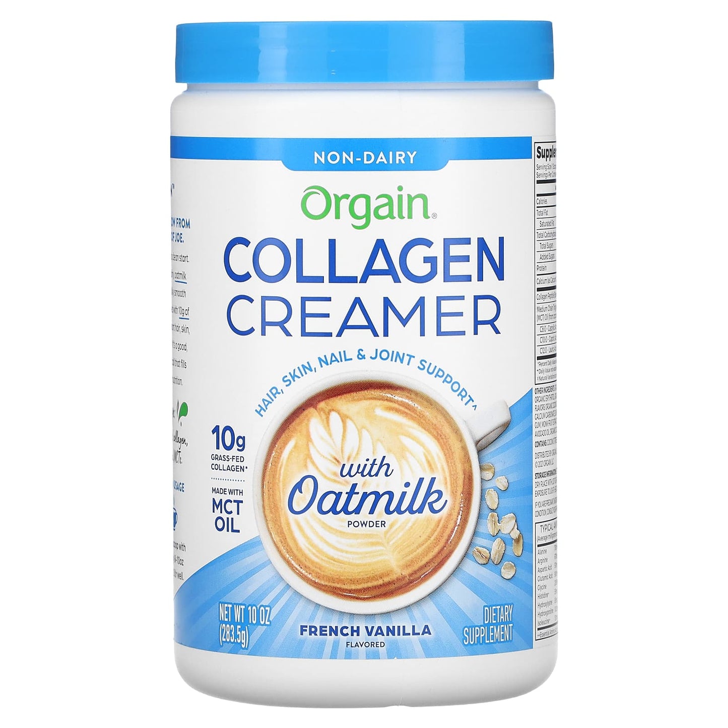 Orgain-Collagen Creamer with Oatmilk Powder-French Vanilla-10 oz (283.5 g)