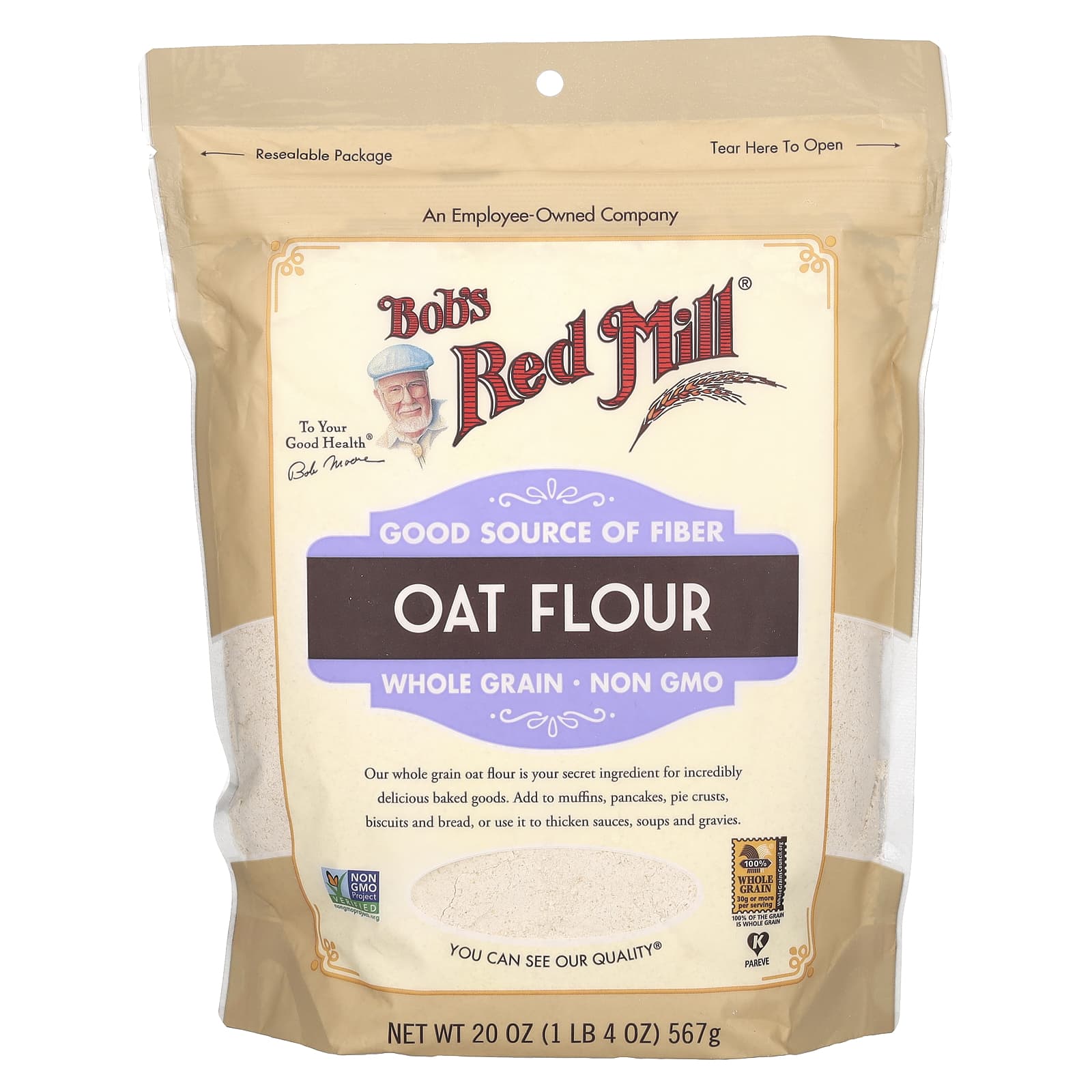 Bob's Red Mill-Oat Flour-Whole Grain-20 oz (567 g)