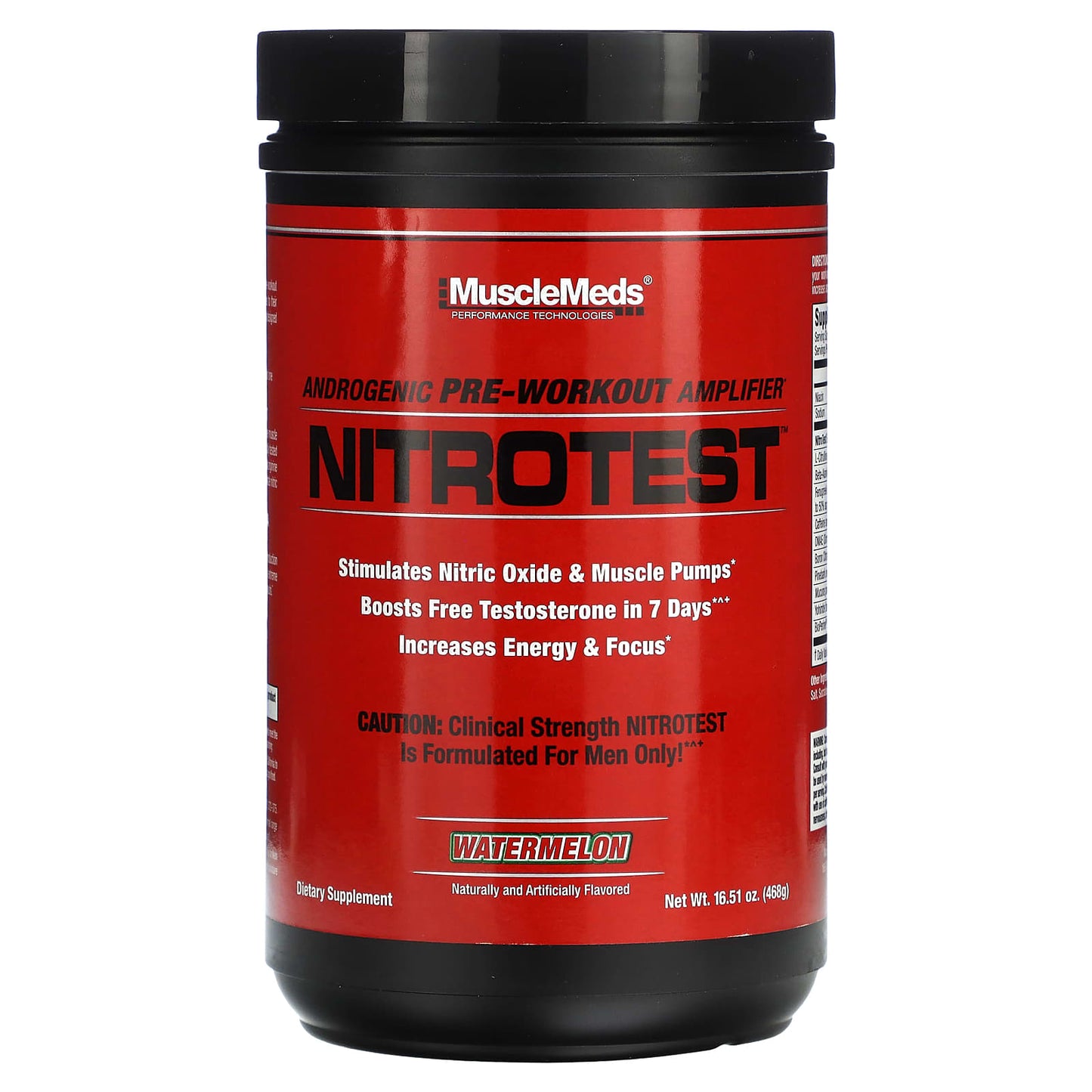 MuscleMeds-Nitrotest-Androgenic Pre-Workout Amplifier-Watermelon-16.51 oz (468 g)