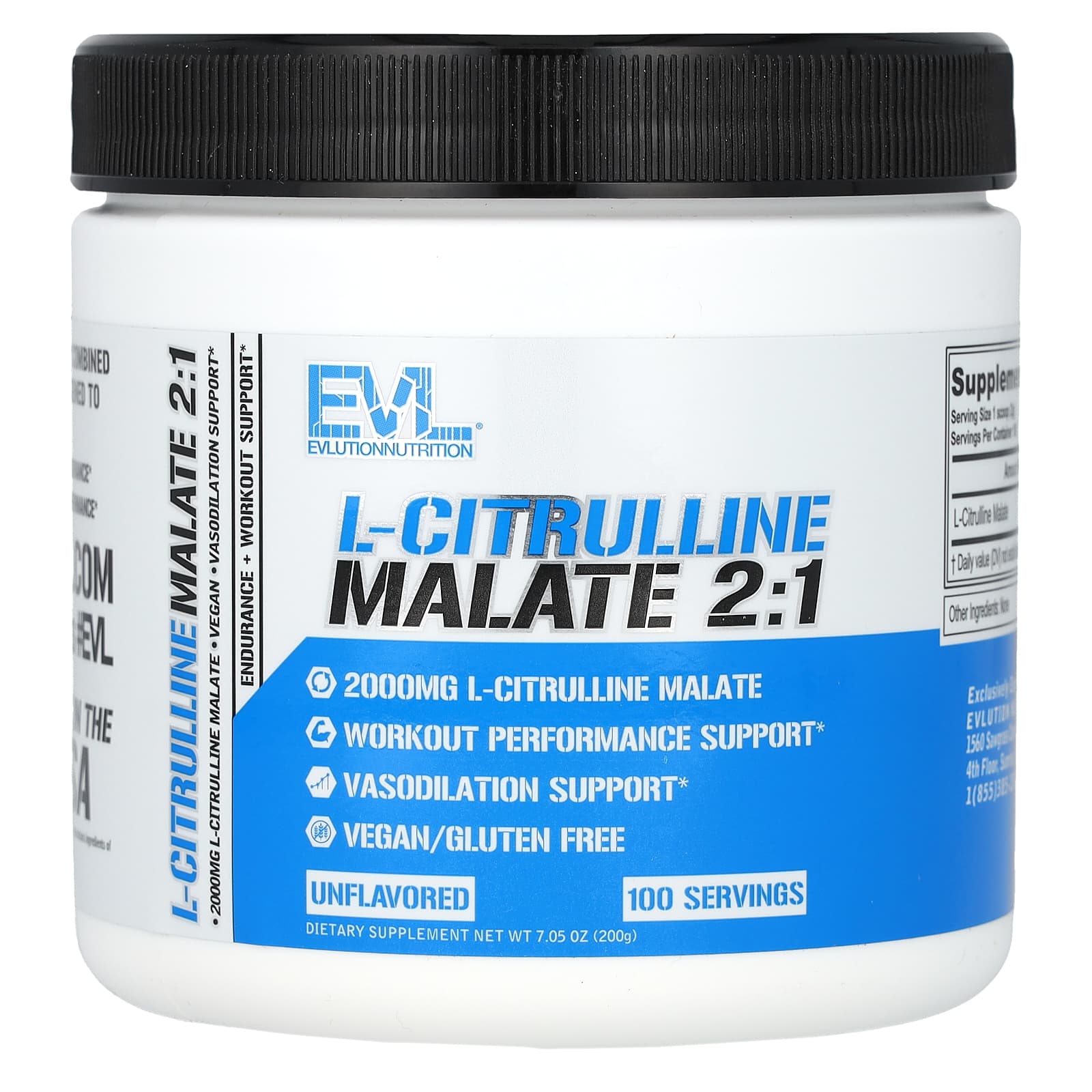 EVLution Nutrition-L-Citrulline Malate 2:1-Unflavored-7.05 oz (200 g)