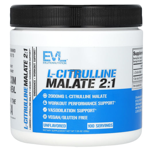 EVLution Nutrition-L-Citrulline Malate 2:1-Unflavored-7.05 oz (200 g)