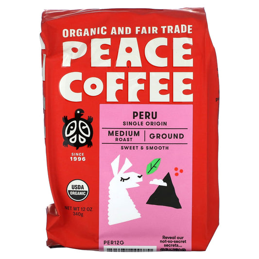 Peace Coffee-Organic Peru-Ground-Medium Roast-12 oz (340 g)