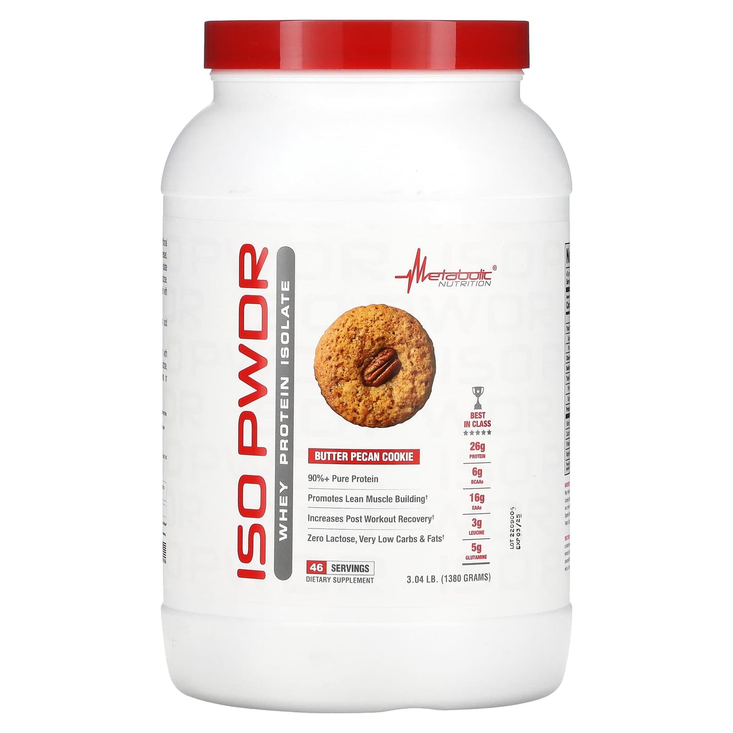 Metabolic Nutrition-ISOpwdr-Whey Protein Isolate-Butter Pecan Cookie-3.04 lb (1,380 g)