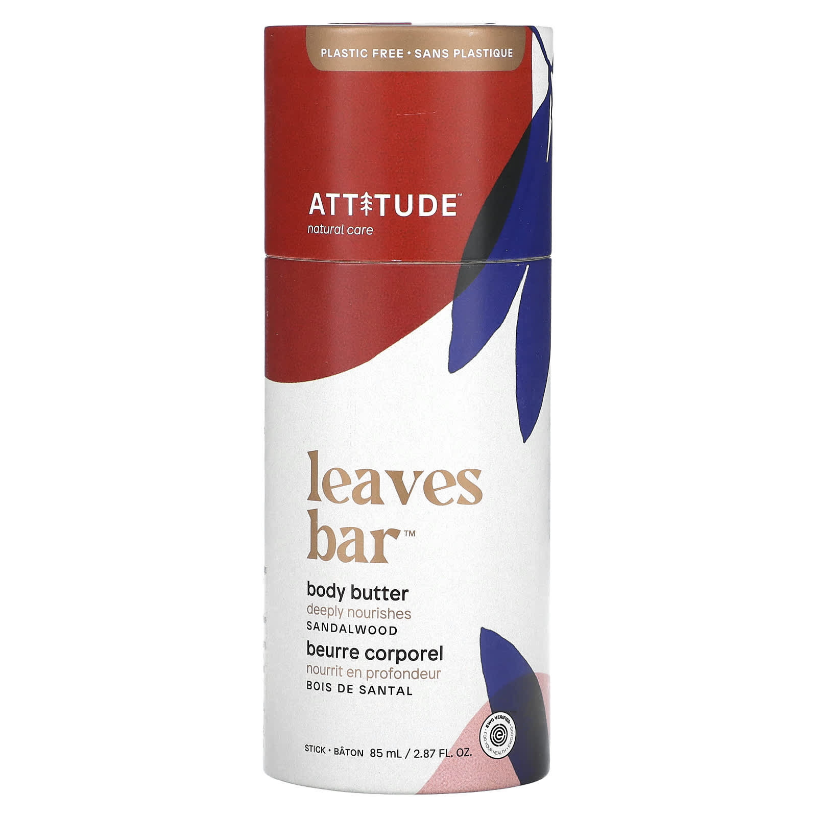 ATTITUDE-Leaves Bar-Body Butter-Sandalwood-2.87 fl oz (85 ml)