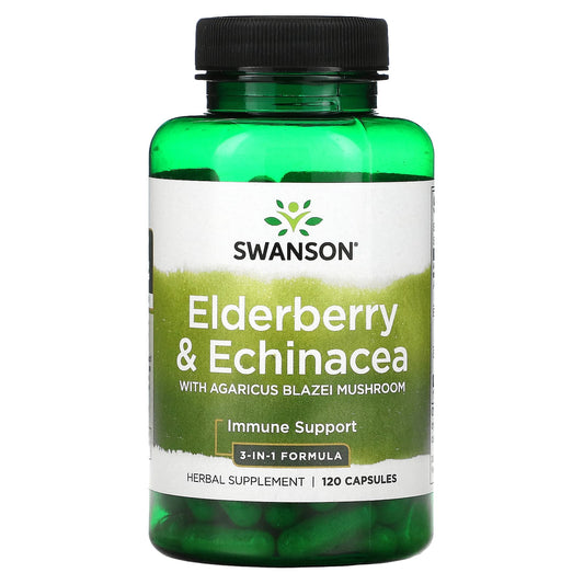 Swanson-Elderberry & Echinacea with Agaricus Blazei Mushroom-120 Capsules