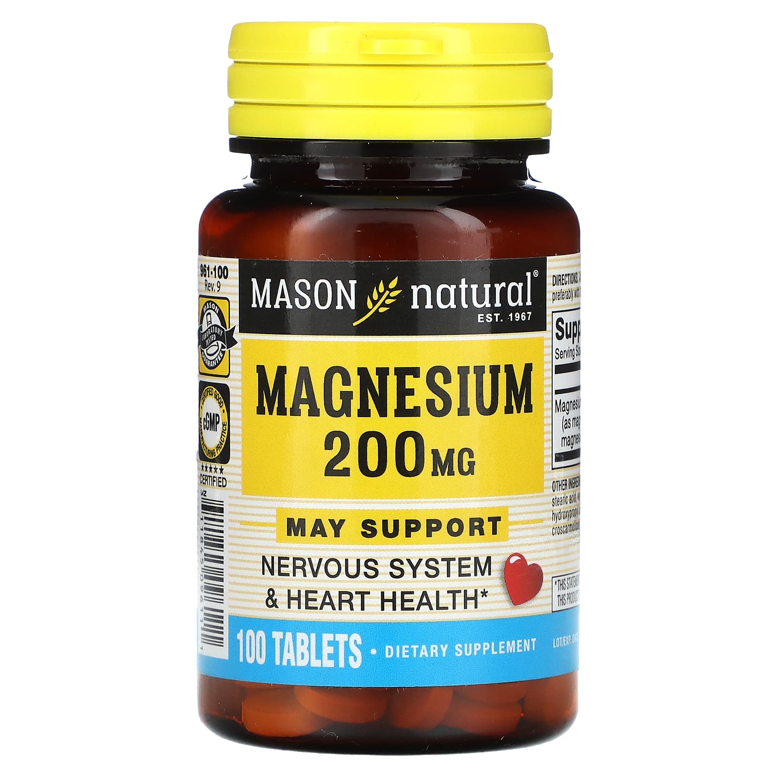 Mason Natural-Magnesium-200 mg-100 Tablets