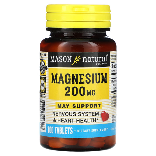 Mason Natural-Magnesium-200 mg-100 Tablets