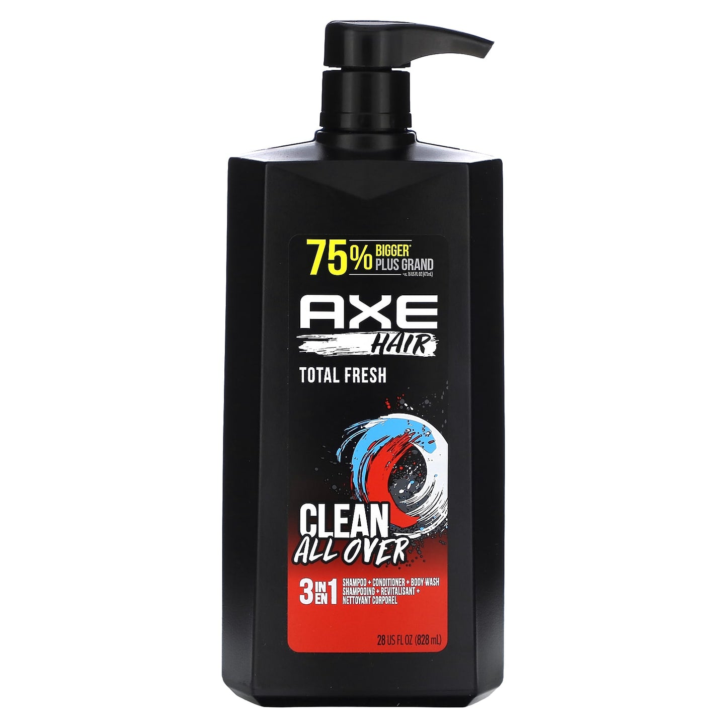 Axe-Hair-Clean All Over-3 in 1 Shampoo + Conditioner + Body Wash-Total Fresh-28 fl oz (828 ml)