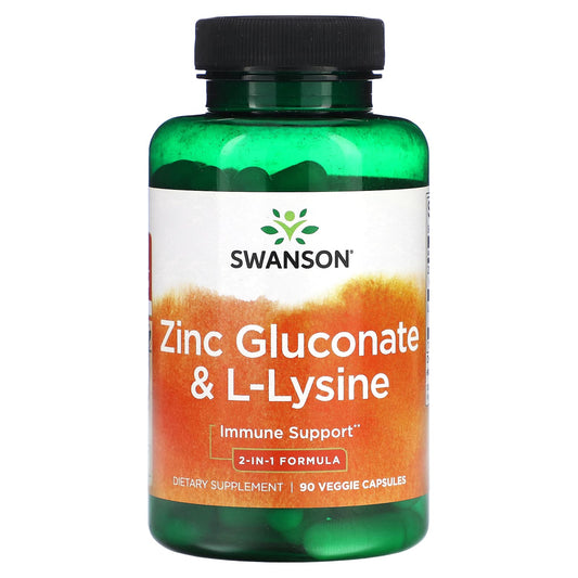 Swanson-Zinc Gluconate & L-Lysine-90 Veggie Capsules