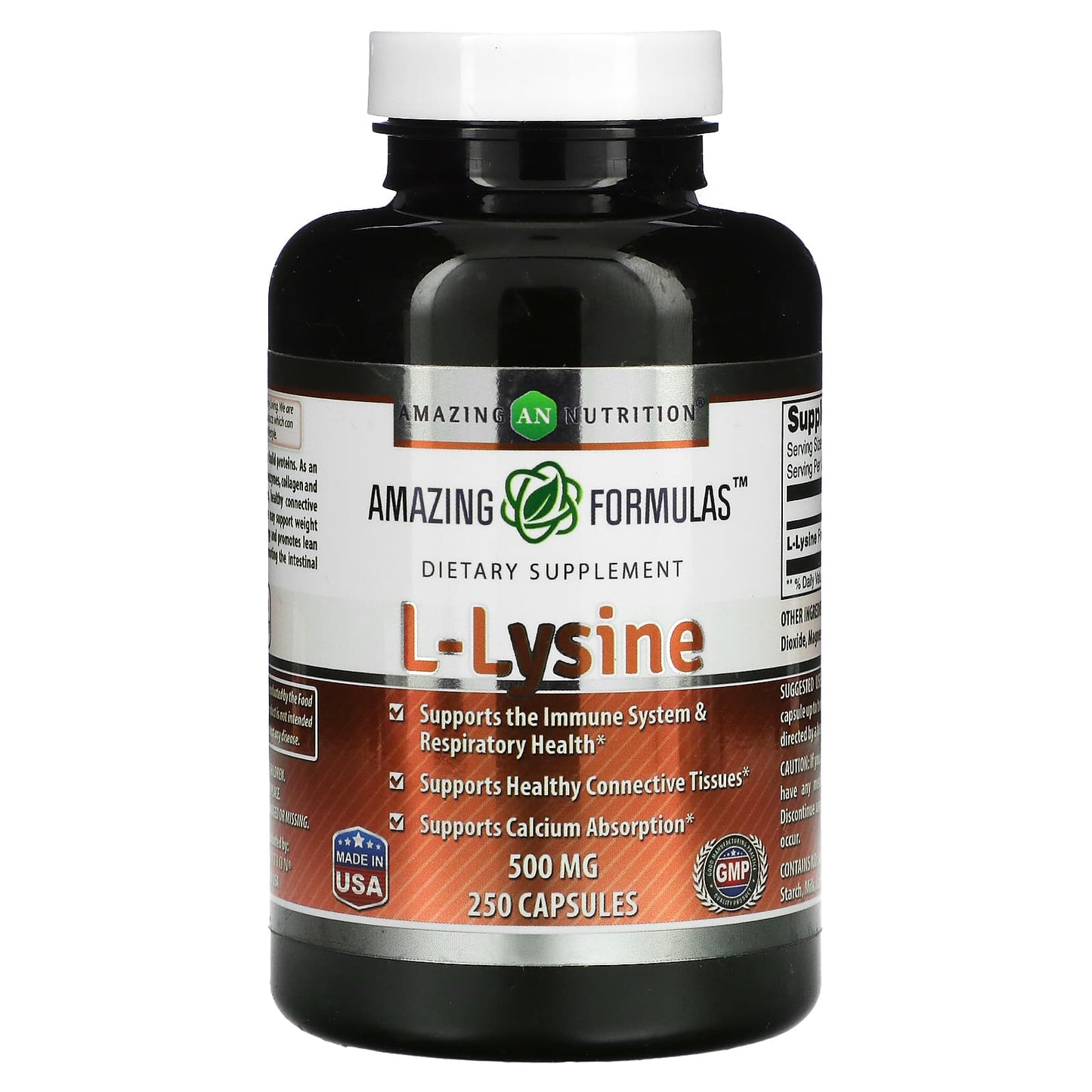 Amazing Nutrition-L-Lysine-500 mg-250 Capsules