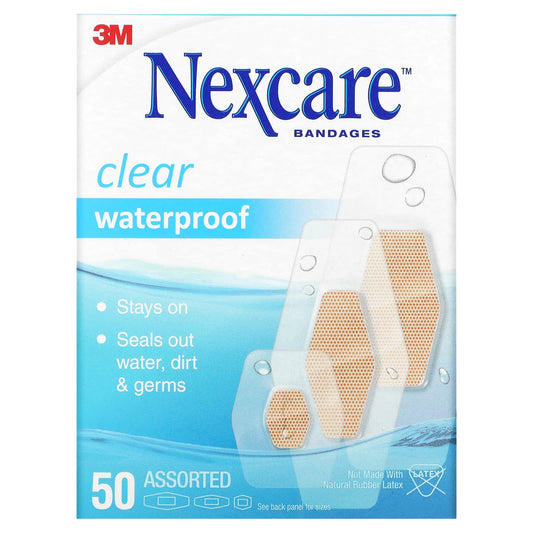 Nexcare-Clear Waterproof Bandages-50 Assorted Sizes