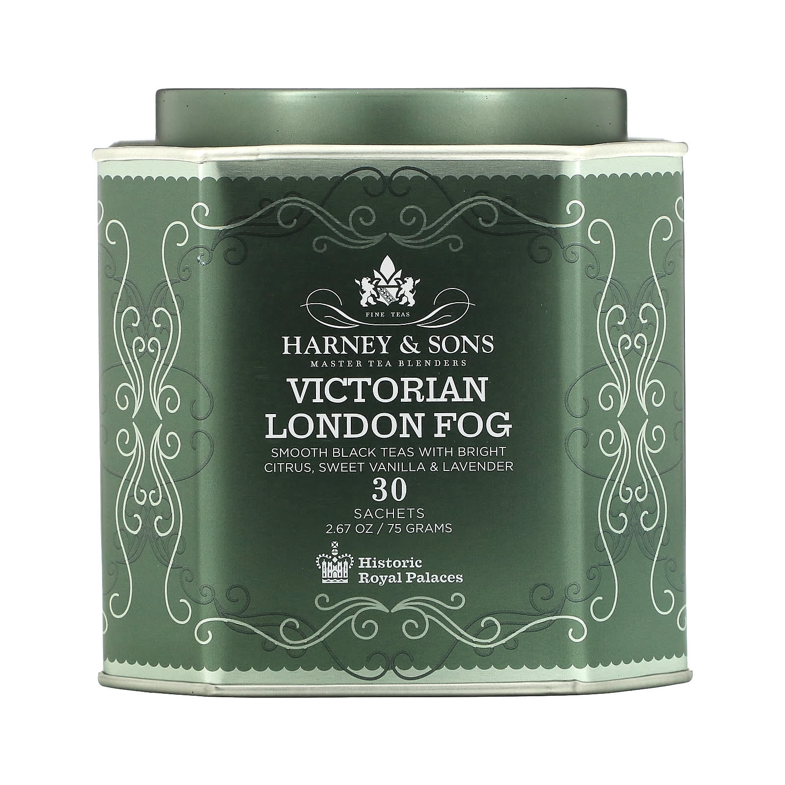 Harney & Sons-Victorian London Fog-Smooth Black Tea With Bright Citrus-Sweet Vanilla & Lavender-30 Sachets-2.67 oz (75 g)