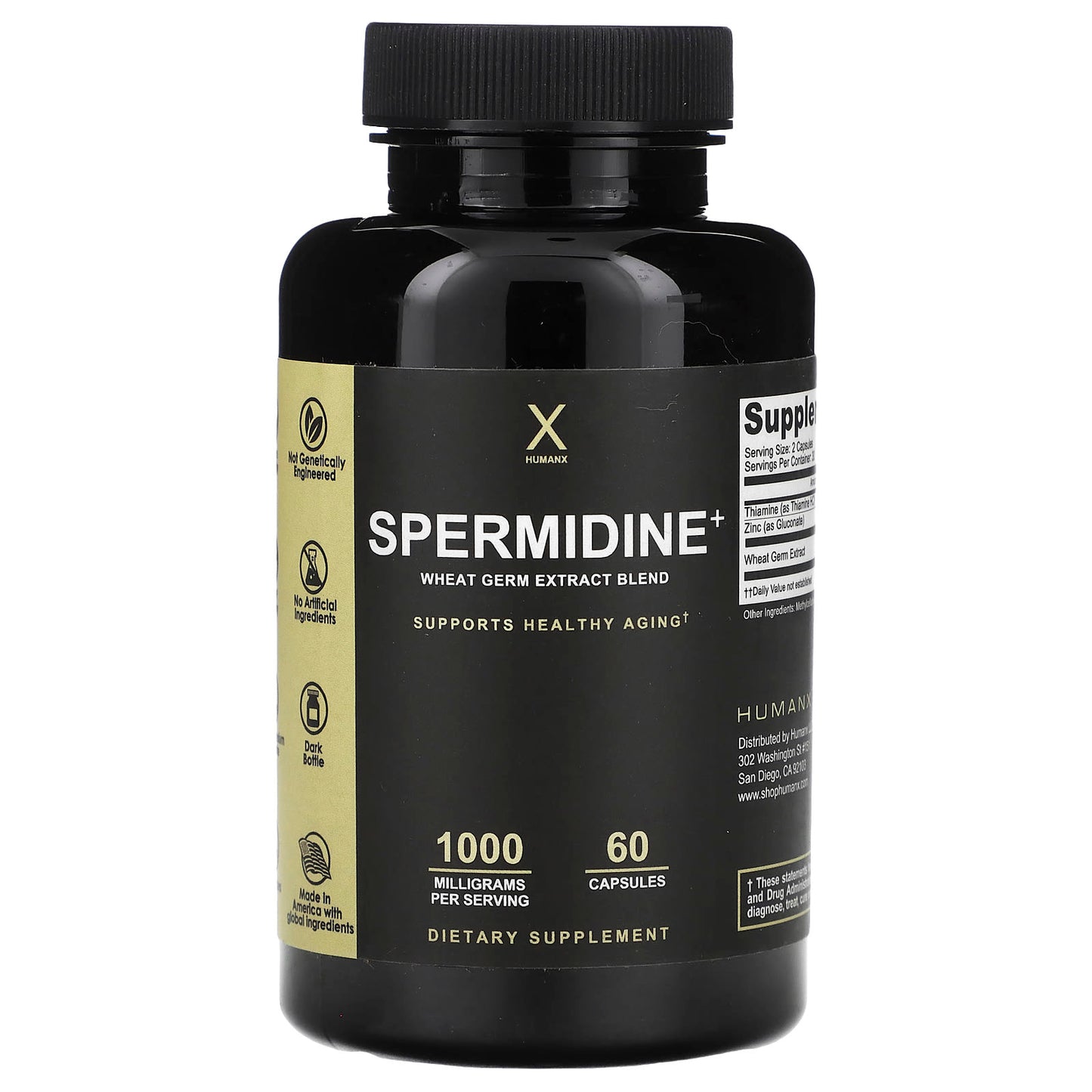 Humanx-Spermidine+-Wheat Germ Extract Blend-1,000 mg-60 Capsules (500 mg per Capsule)