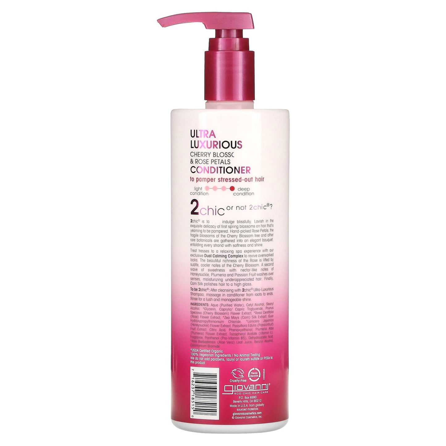 Giovanni, 2chic, Ultra-Luxurious Conditioner, To Pamper Stressed-Out Hair, Cherry Blossom + Rose Petals, 24 fl oz (710 ml)