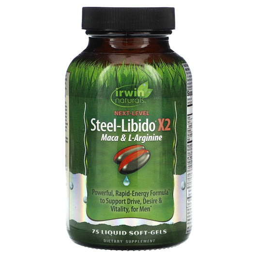 Irwin Naturals-Steel-Libido X2-Maca & L-Arginine-75 Liquid Soft-Gels