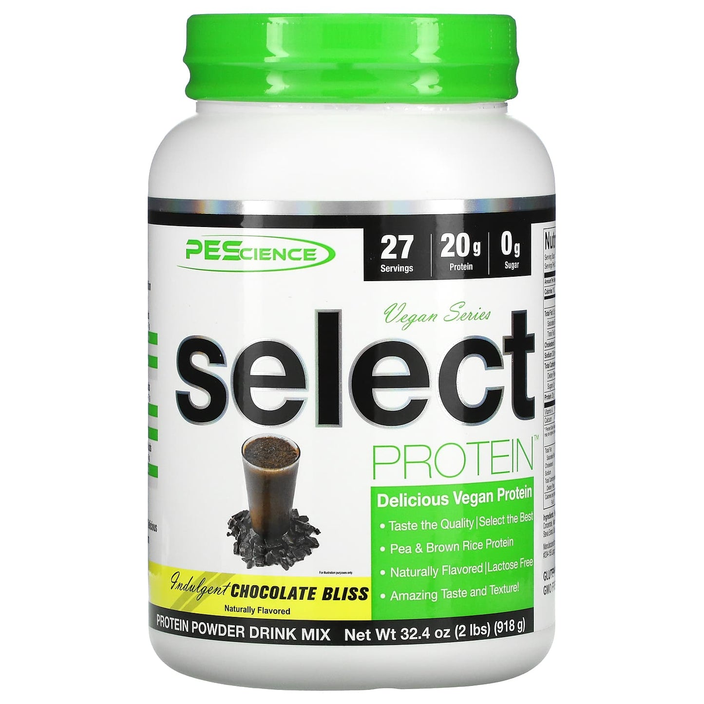 PEScience-Vegan Series-Select Protein-Chocolate Bliss-32.4 oz (918 g)