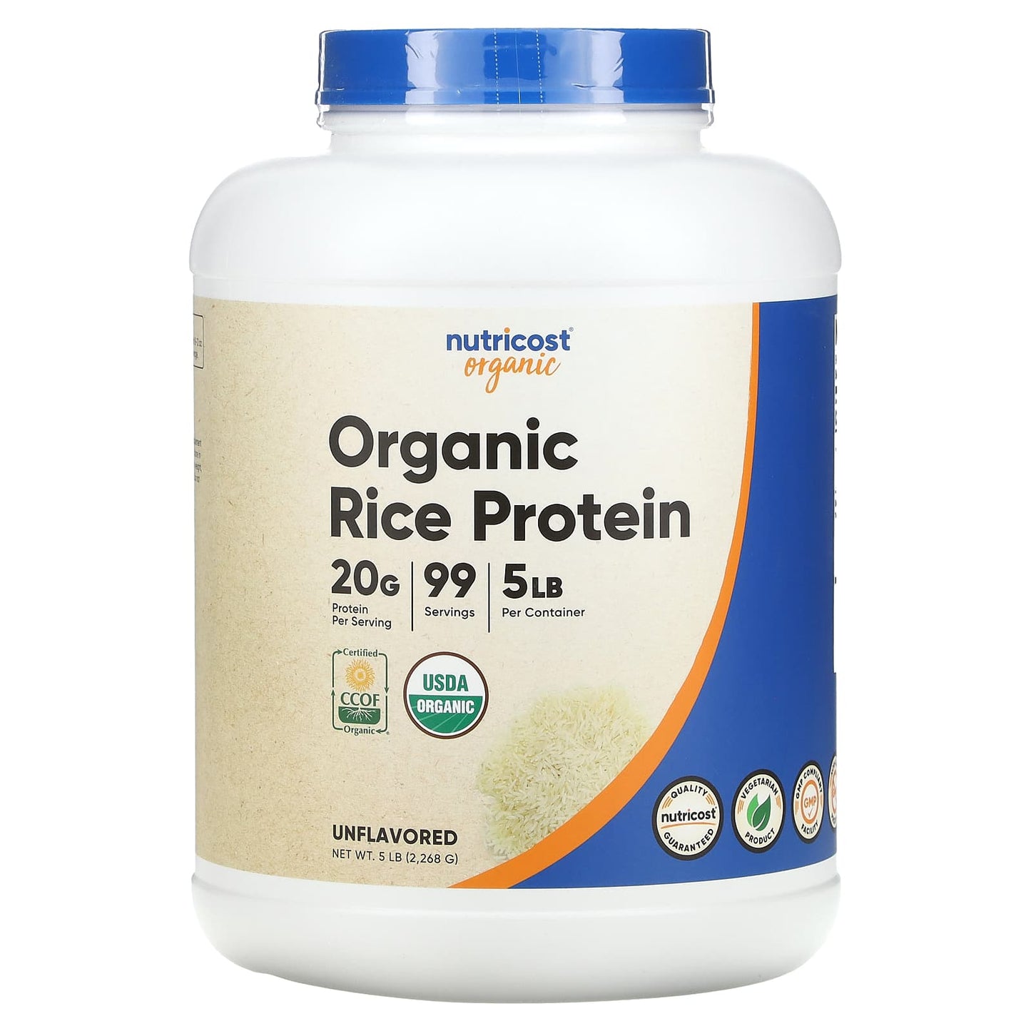 Nutricost-Organic Rice Protein-Unflavored-5 lb (2,268 g)