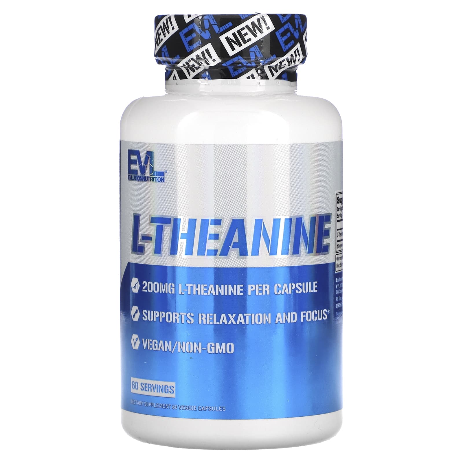 EVLution Nutrition-L-Theanine-200 mg-60 Veggie Capsules