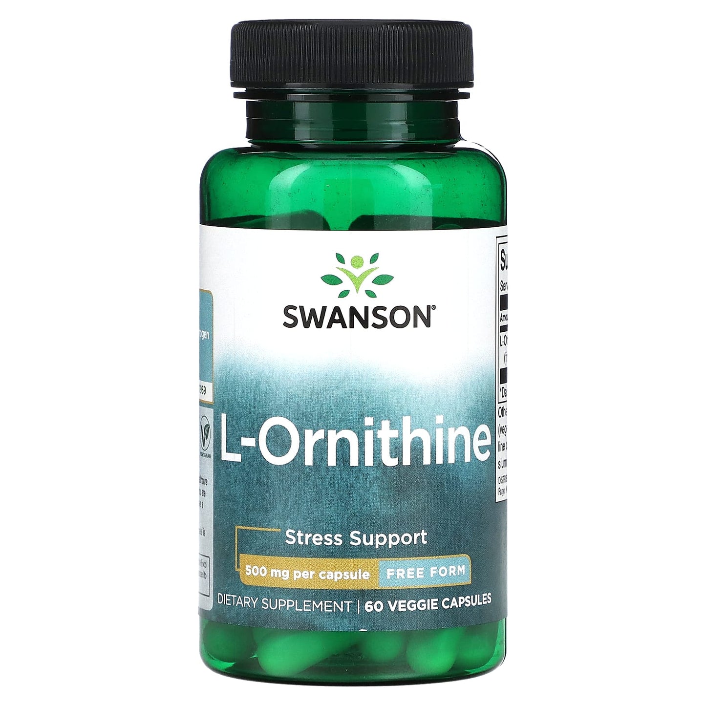 Swanson-L-Ornithine-Free Form-500 mg-60 Veggie Capsules