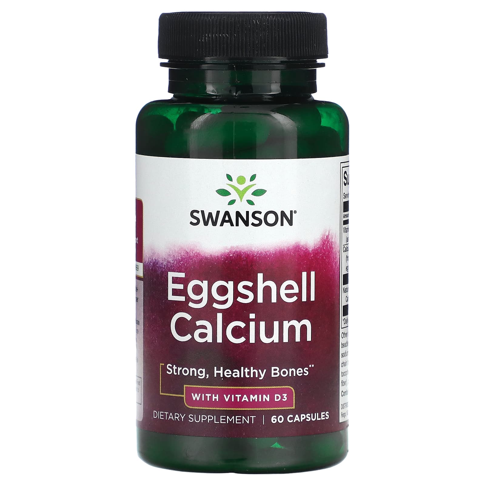 Swanson-Eggshell Calcium with Vitamin D3-60 Capsules