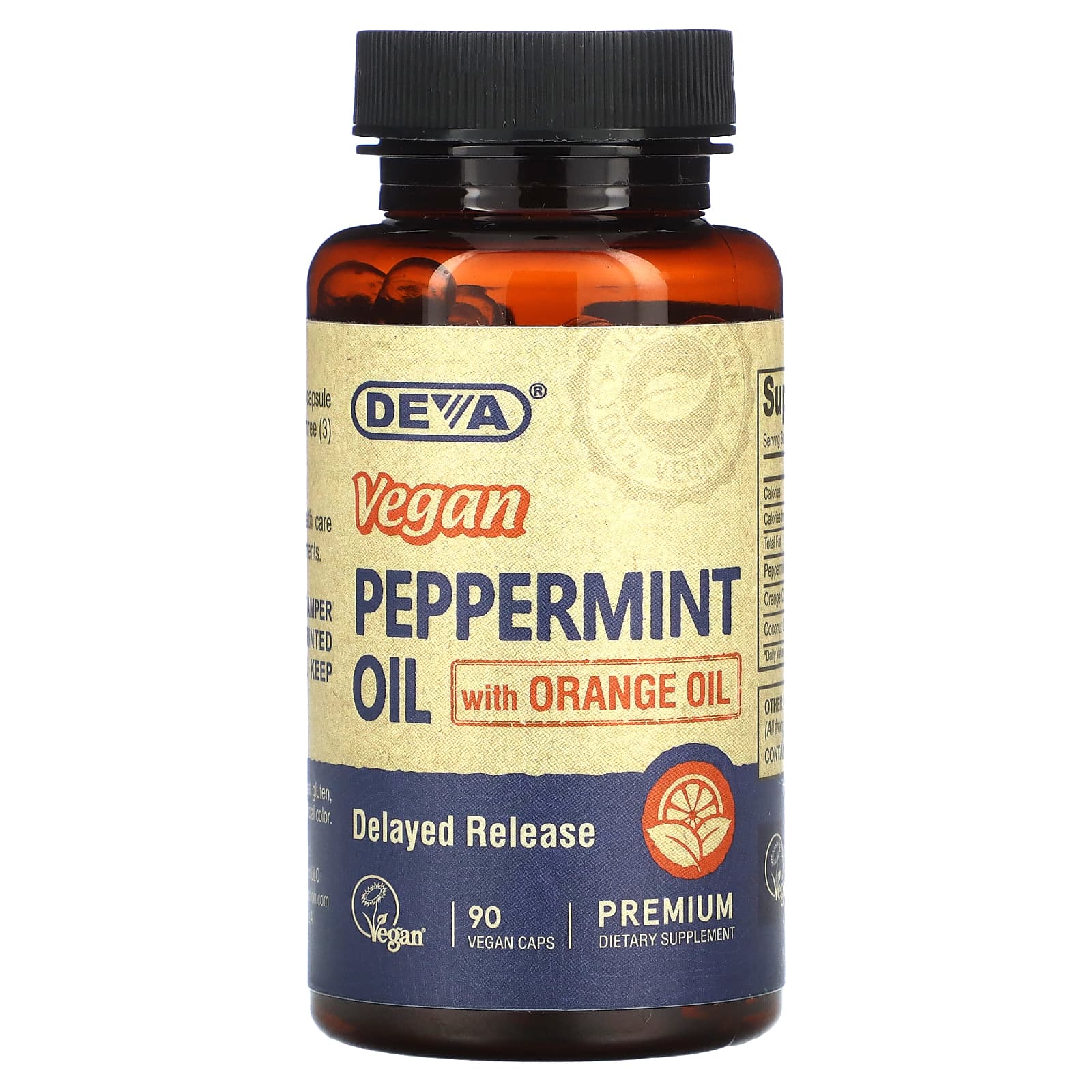 Deva-Vegan Peppermint Oil with Orange Oil-90 Vegan Caps