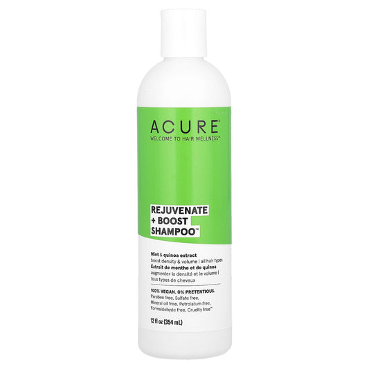 ACURE-Rejuvenate + Boost Shampoo-All Hair Types-Mint & Quinoa Extract-12 fl oz (354 ml)