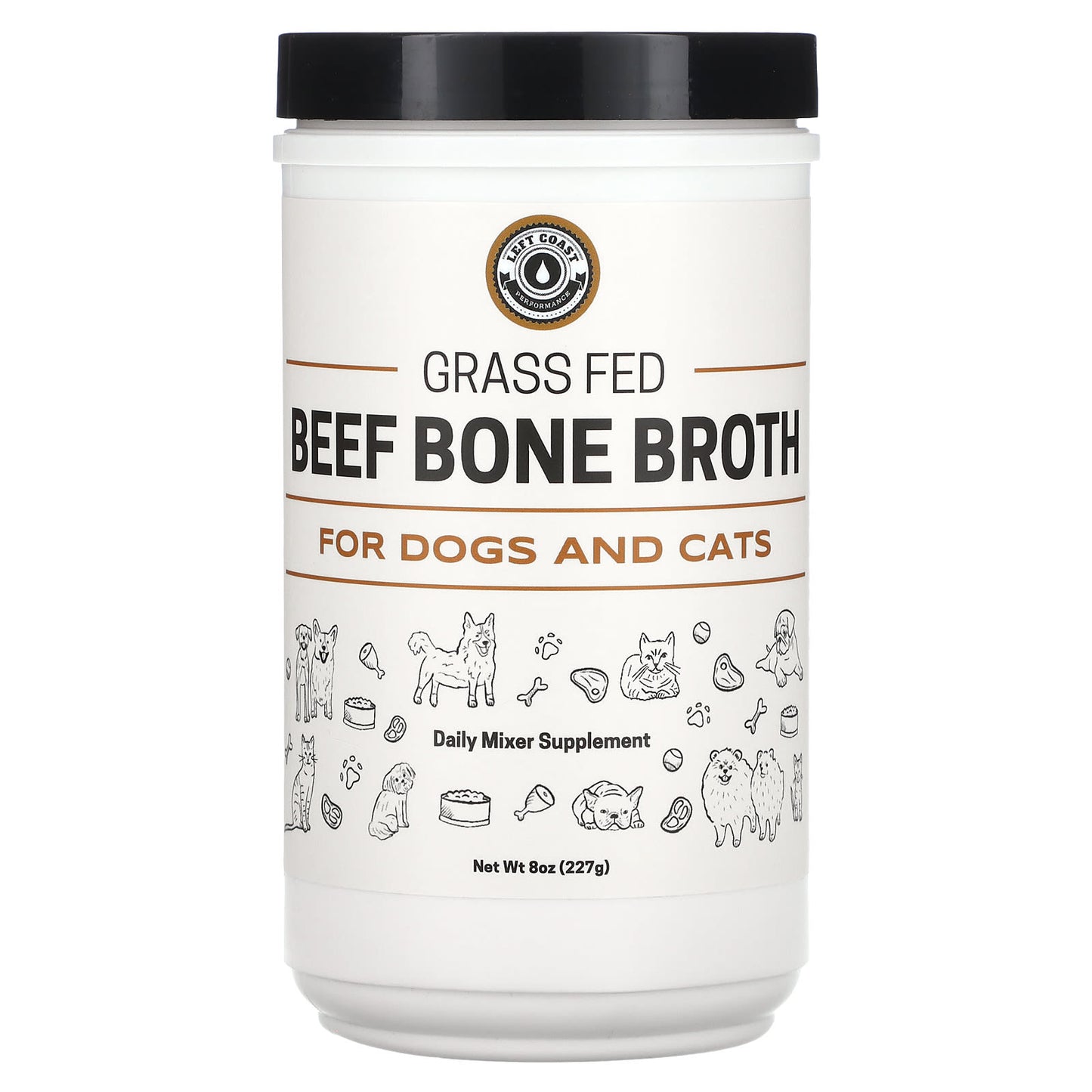 Left Coast Performance-Grass Fed-Beef Bone Broth-For Dogs and Cats-8 oz (227 g)