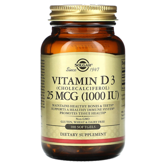 Solgar-Vitamin D 3 (Cholecalciferol)-25 mcg (1,000 IU)-100 Softgels