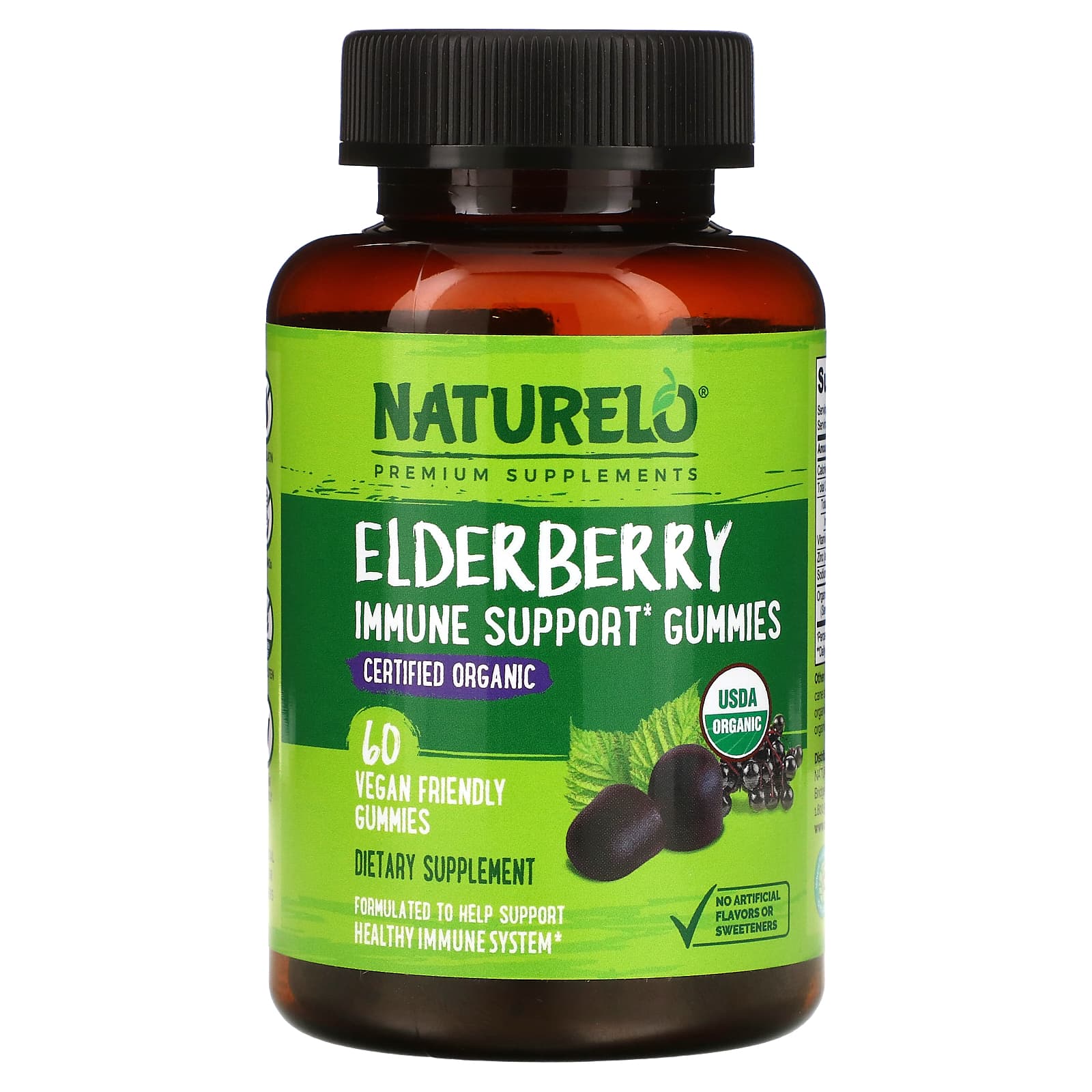 NATURELO-Elderberry-Immune Support Gummies-60 Vegan Friendly Gummies