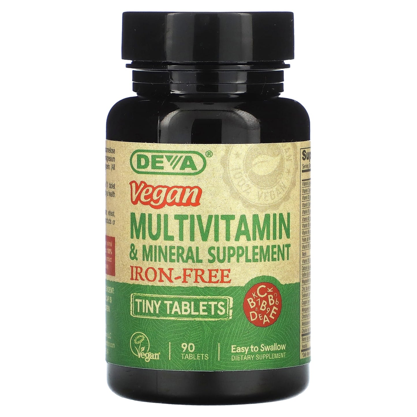 Deva-Vegan Tiny-Tablets Multivitamin & Mineral Supplement-Iron-Free-90 Tablets