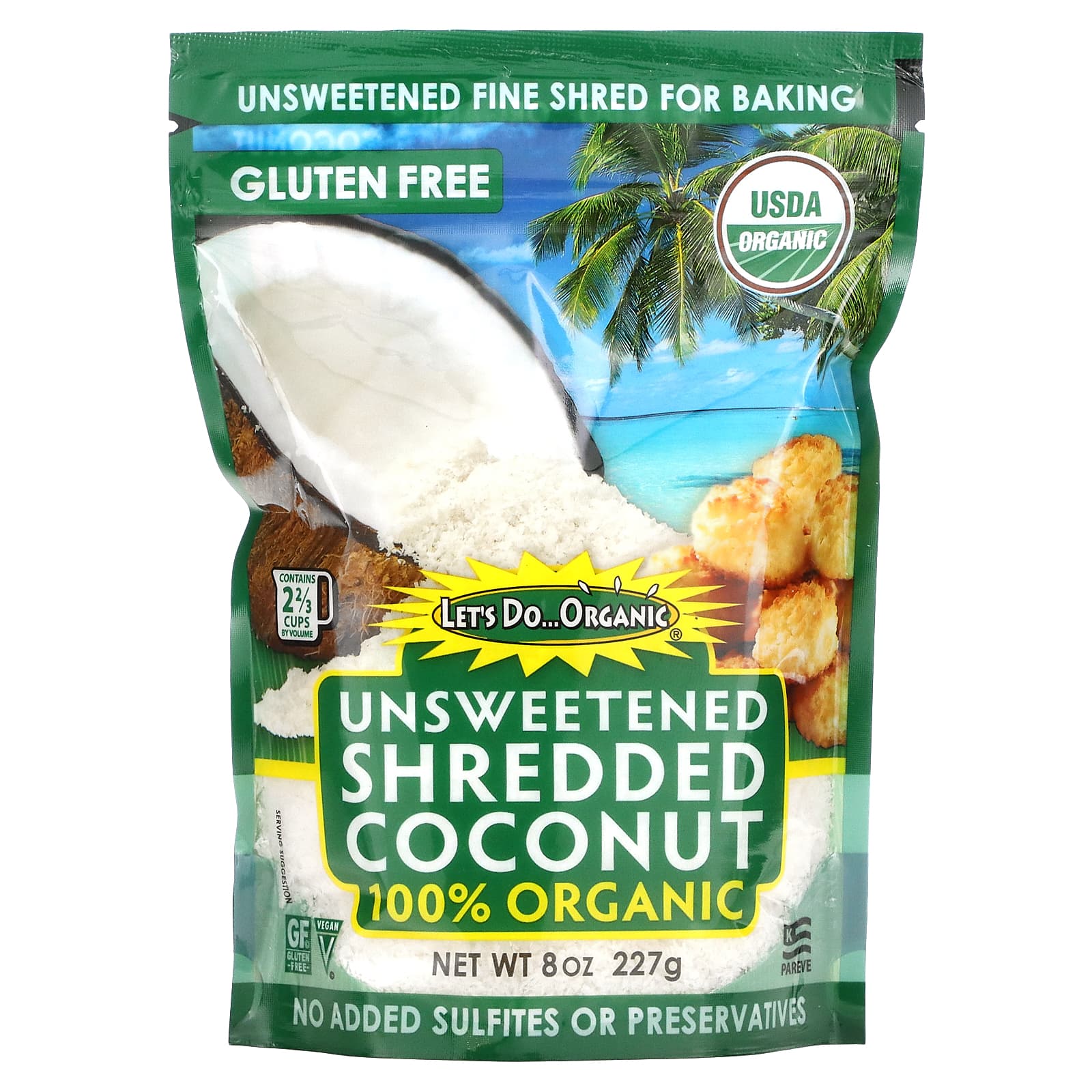 Edward & Sons-Let's Do Organic-100% Organic Unsweetened Shredded Coconut-8 oz (227 g)