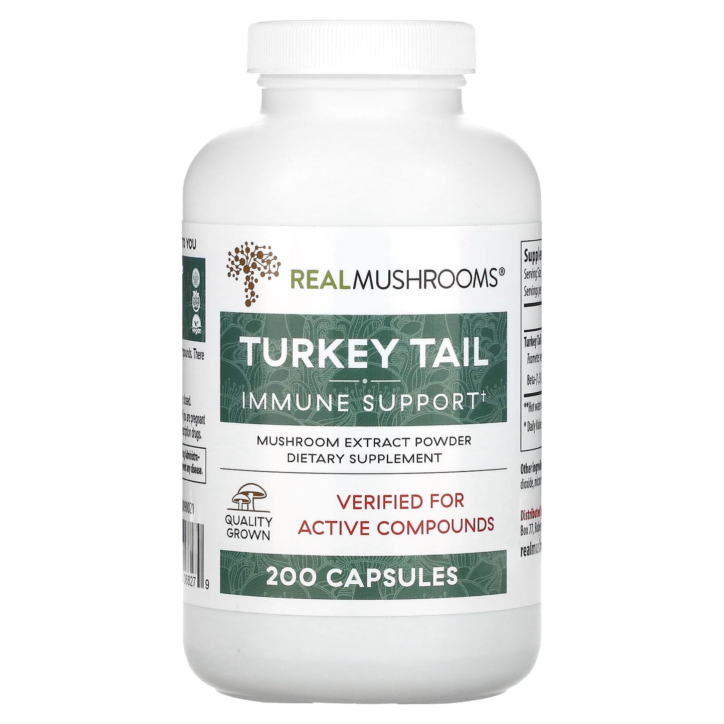 Real Mushrooms-Turkey Tail-Mushroom Extract Powder-200 Capsules