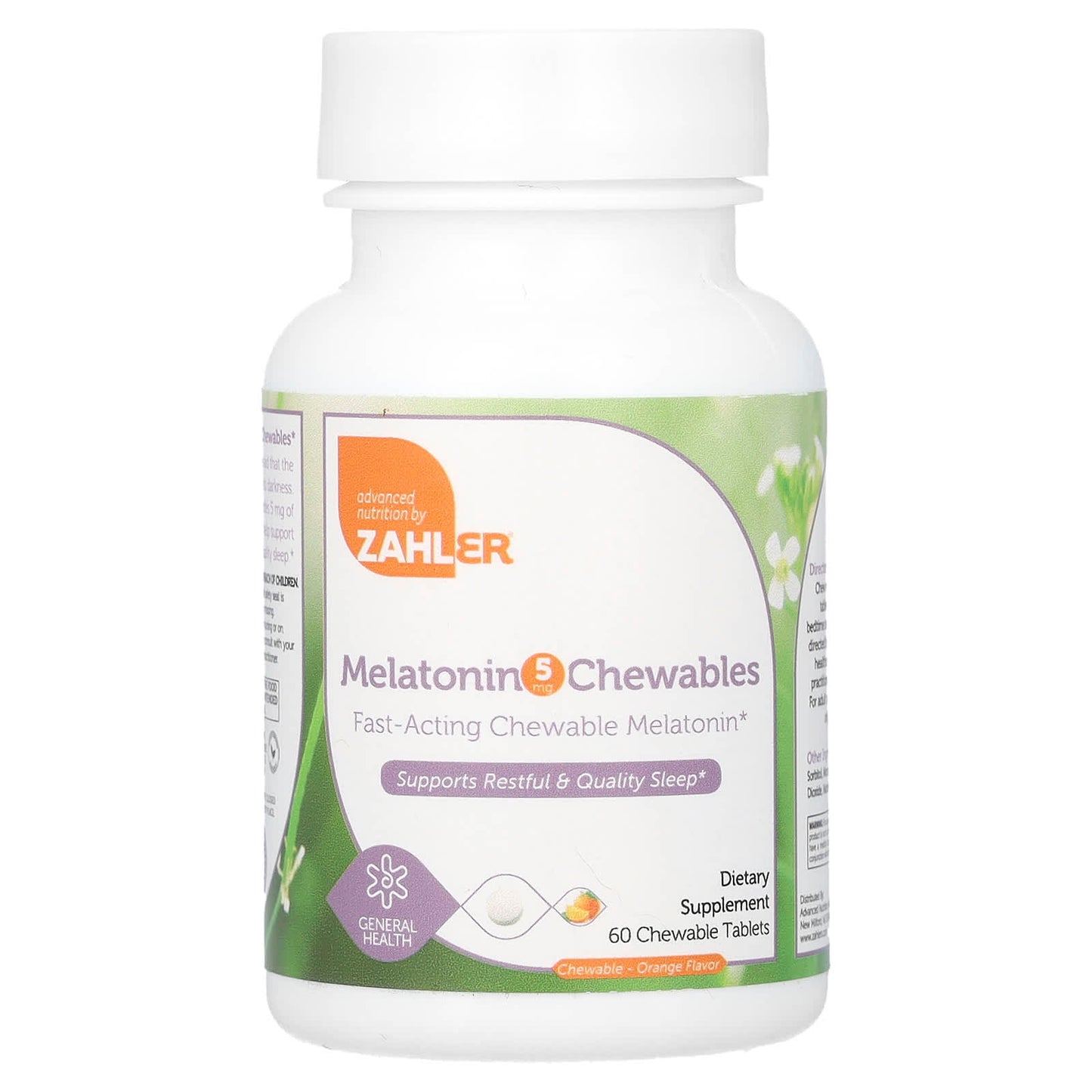 Zahler-Melatonin Chewables-Orange-5 mg-60 Chewable Tablets