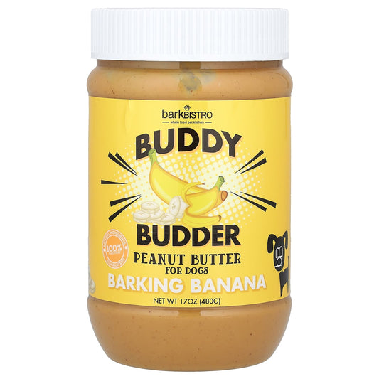 Bark Bistro-Buddy Budder-Peanut Butter-For Dogs-Barking Banana-17 oz (480 g)