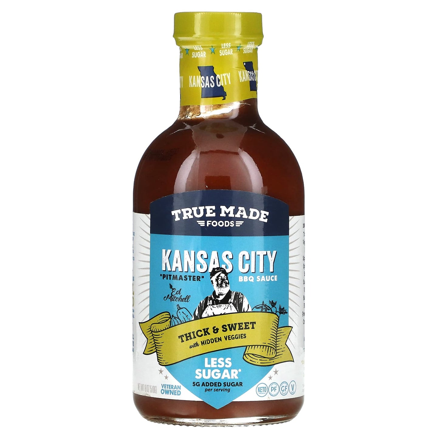 True Made Foods-Kansas City BBQ Sauce-Thick & Sweet with Hidden Veggies-18 oz (510 g)