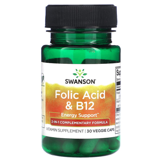 Swanson-Folic Acid & B12-30 Veggie Caps