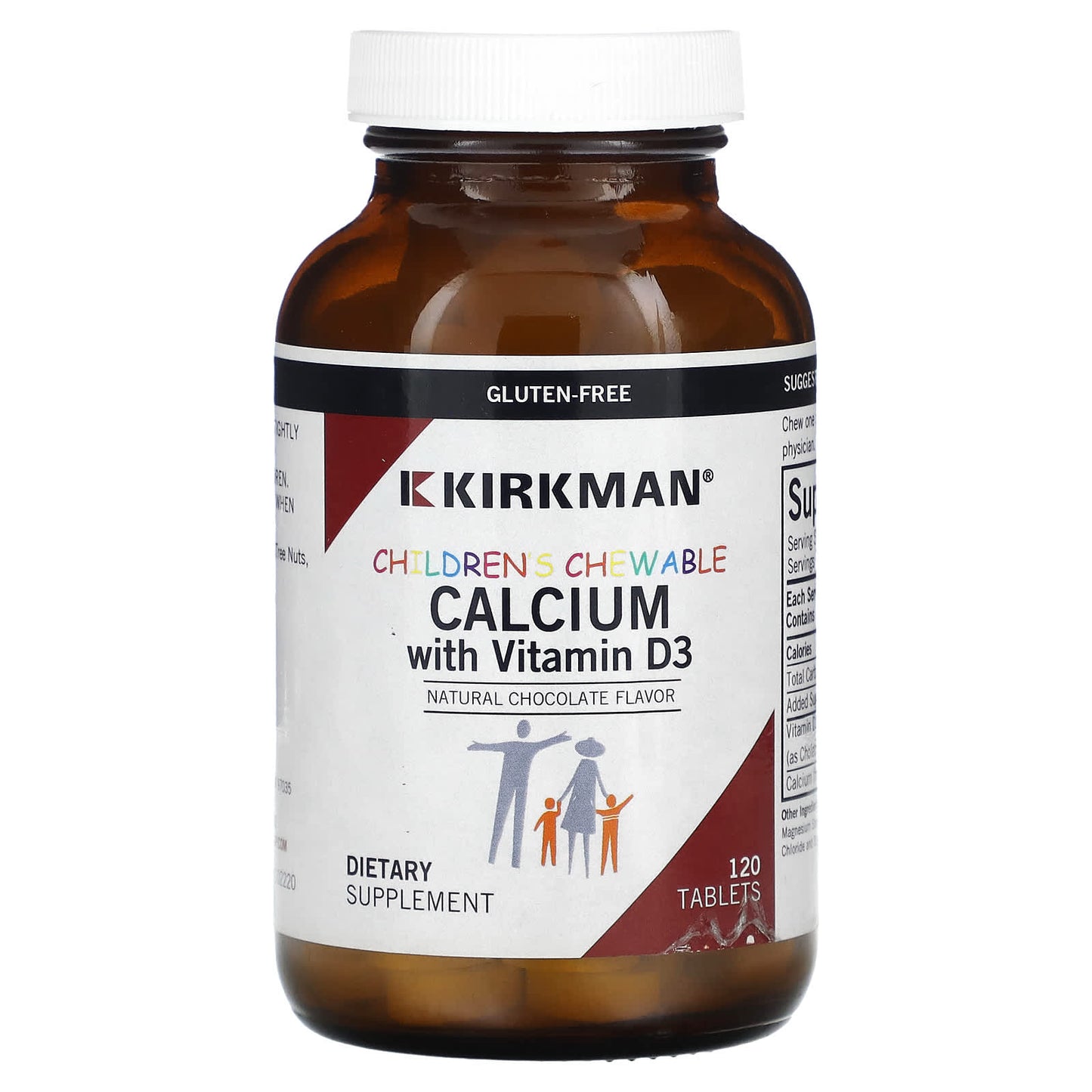 Kirkman Labs-Children's Chewable Calcium with Vitamin D3-Natural Chocolate-120 Tablets