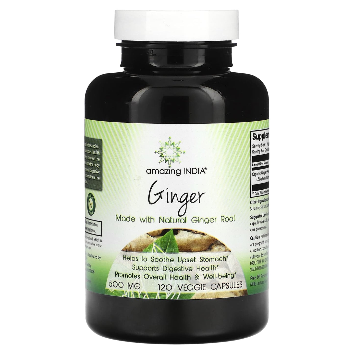 Amazing India-Ginger -500 mg -120 Veggie Capsules