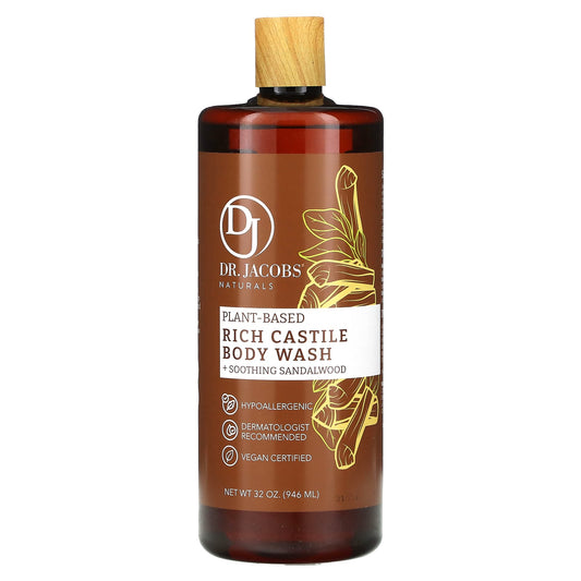 Dr. Jacobs Naturals-Plant-Based Rich Castile Body Wash-Soothing Sandalwood-32 oz (946 ml)