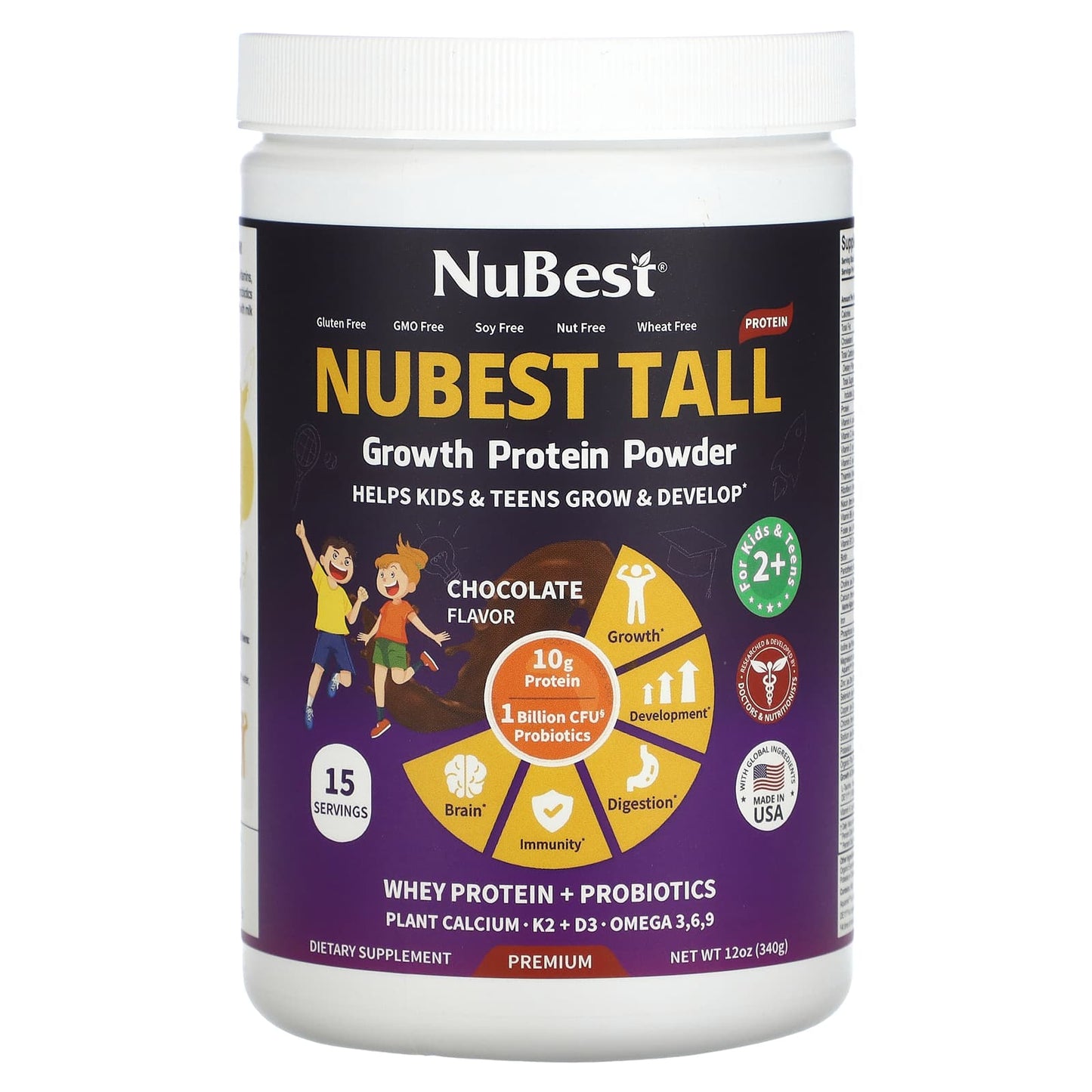 NuBest-Tall-Growth Protein Powder-For Kids & Teens 2+-Chocolate-12 oz (340 g)