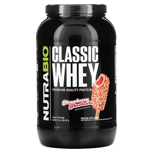 NutraBio-Classic Whey Protein-Strawberry Shortcake-2 lb (907 g)